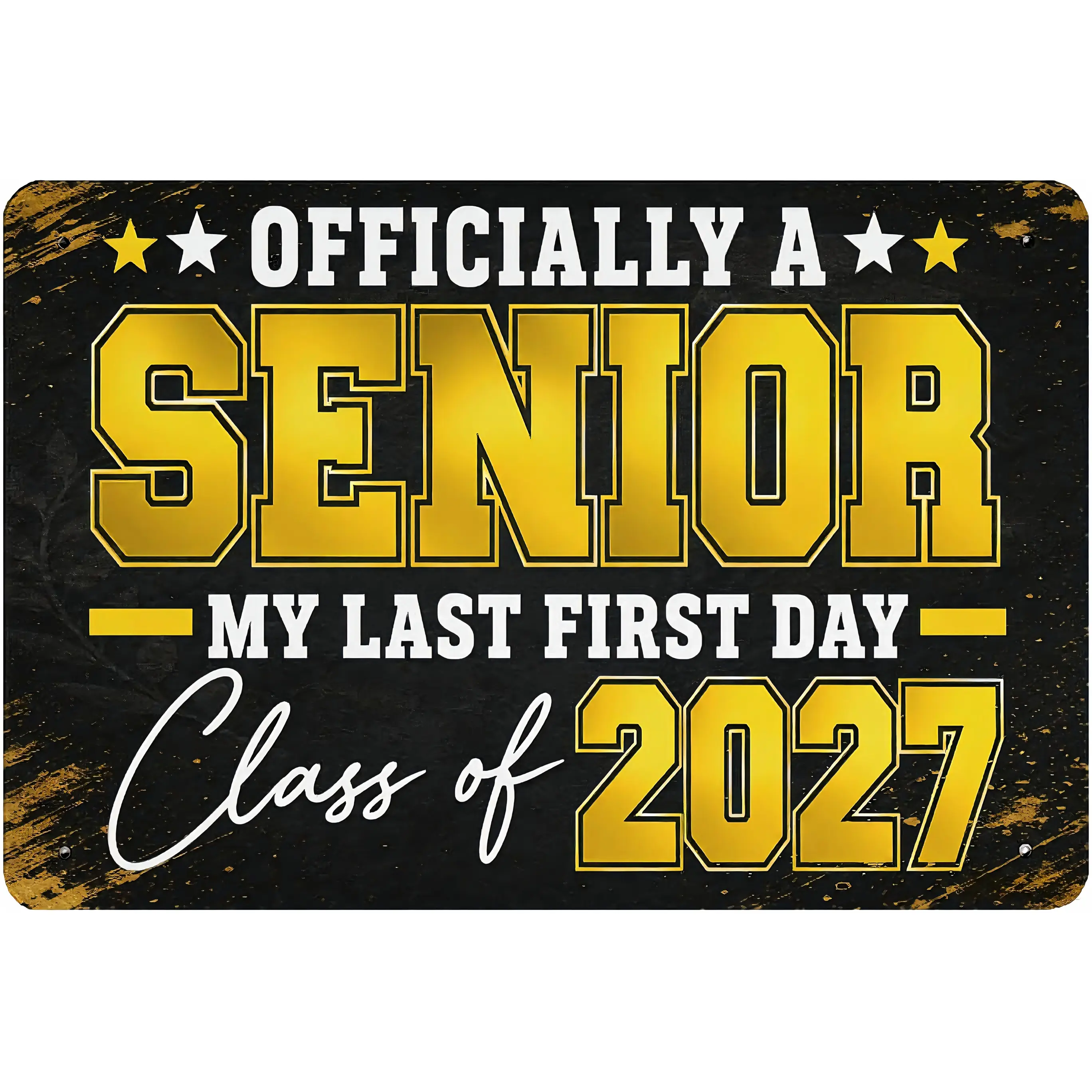 Vintage Aluminum Class of 2027 Senior Sign - Home Decor, Bedroom Decor, Display-Worthy Graduation Milestone Gift for Teenagers