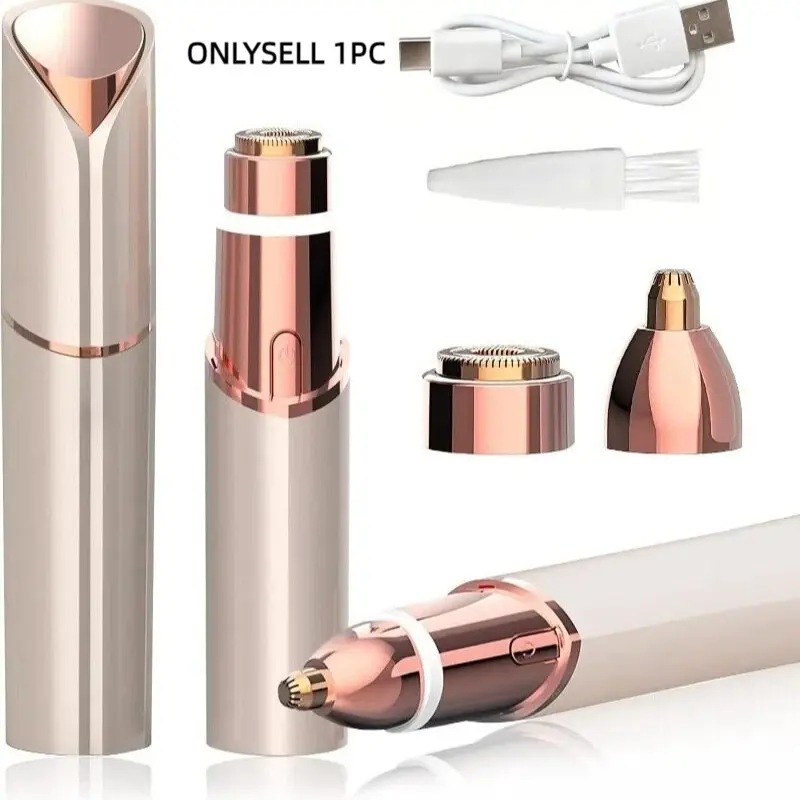 2-In-1 Multi-Functional Facial and Brow Trimmer, Electric Brow Trimmer, Lip and Body Hair Removal Tool, Facial Hair Care Tool, Women's Electric Razor, Cordless Portable Shaver