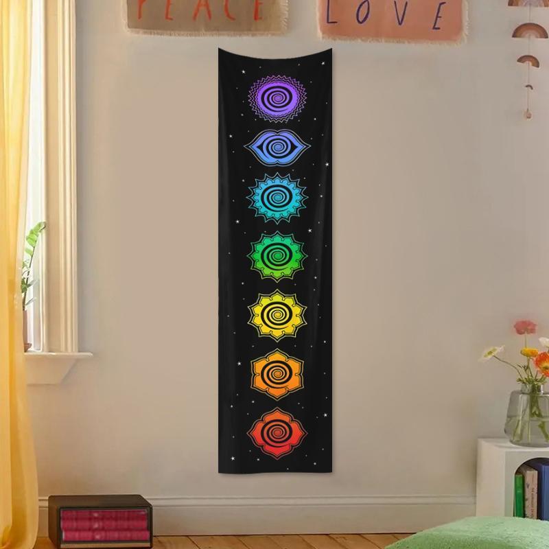 1 Piece Boho Style Colorful Moon Phase Tapestry, Cosmic Energy Meditation Tapestry, Square Wall Decoration Tapestry For Bedroom & Living Room, Wall Hanging Tapestry
