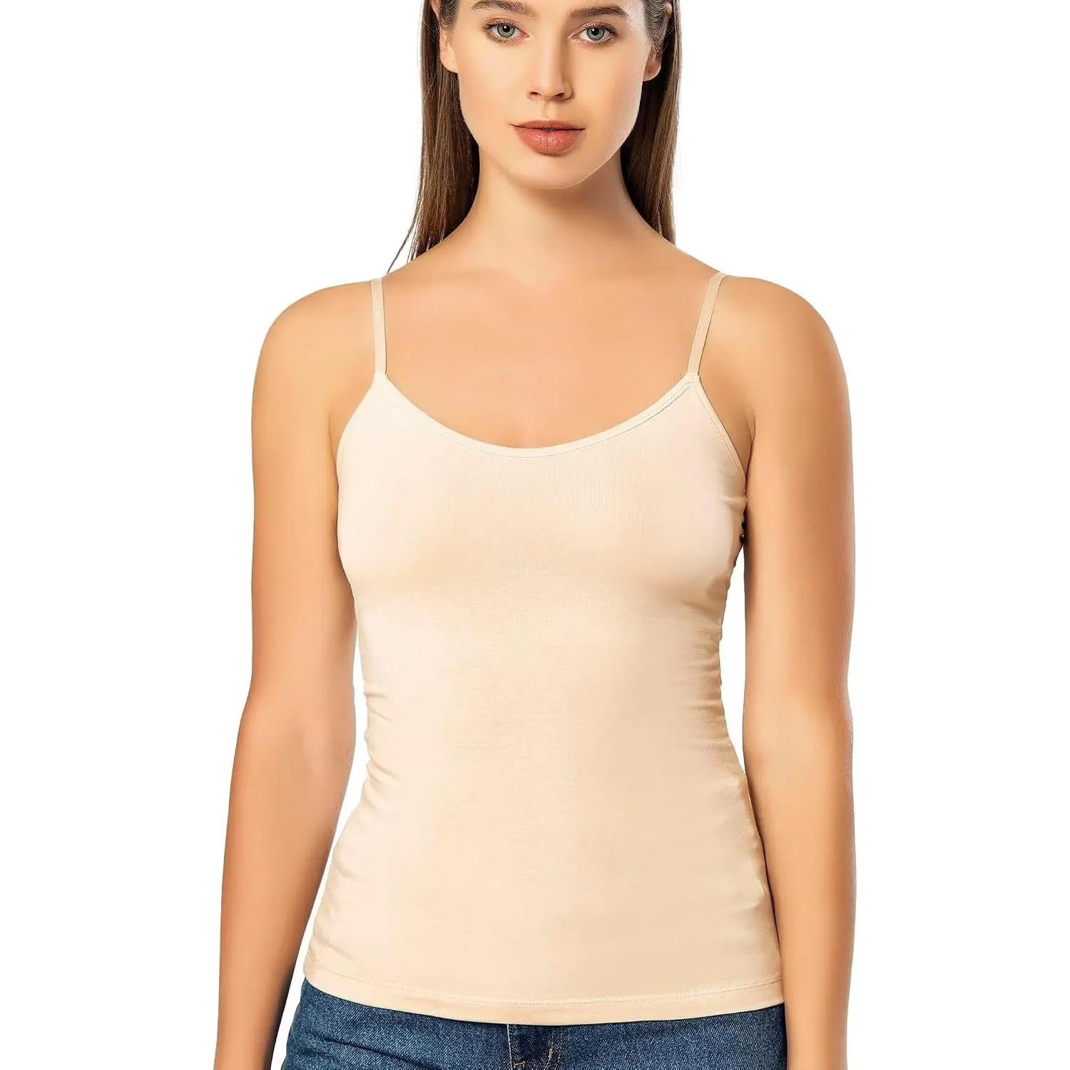 Women's Spaghetti Strap Camisole Tank Tops, Slim-Fit Cotton Basic Cami Undershirts(Gift)