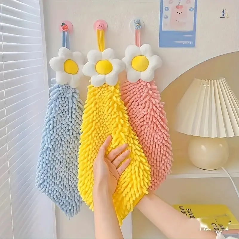 3 Pack Floral Kitchen Towel Set, Ultra Soft Absorbent Hand Towels, Cute Floral Design Cloths, Multipurpose Cleaning Towels for Kitchen Bathroom, Household Hand Drying & Cleaning Accessories
