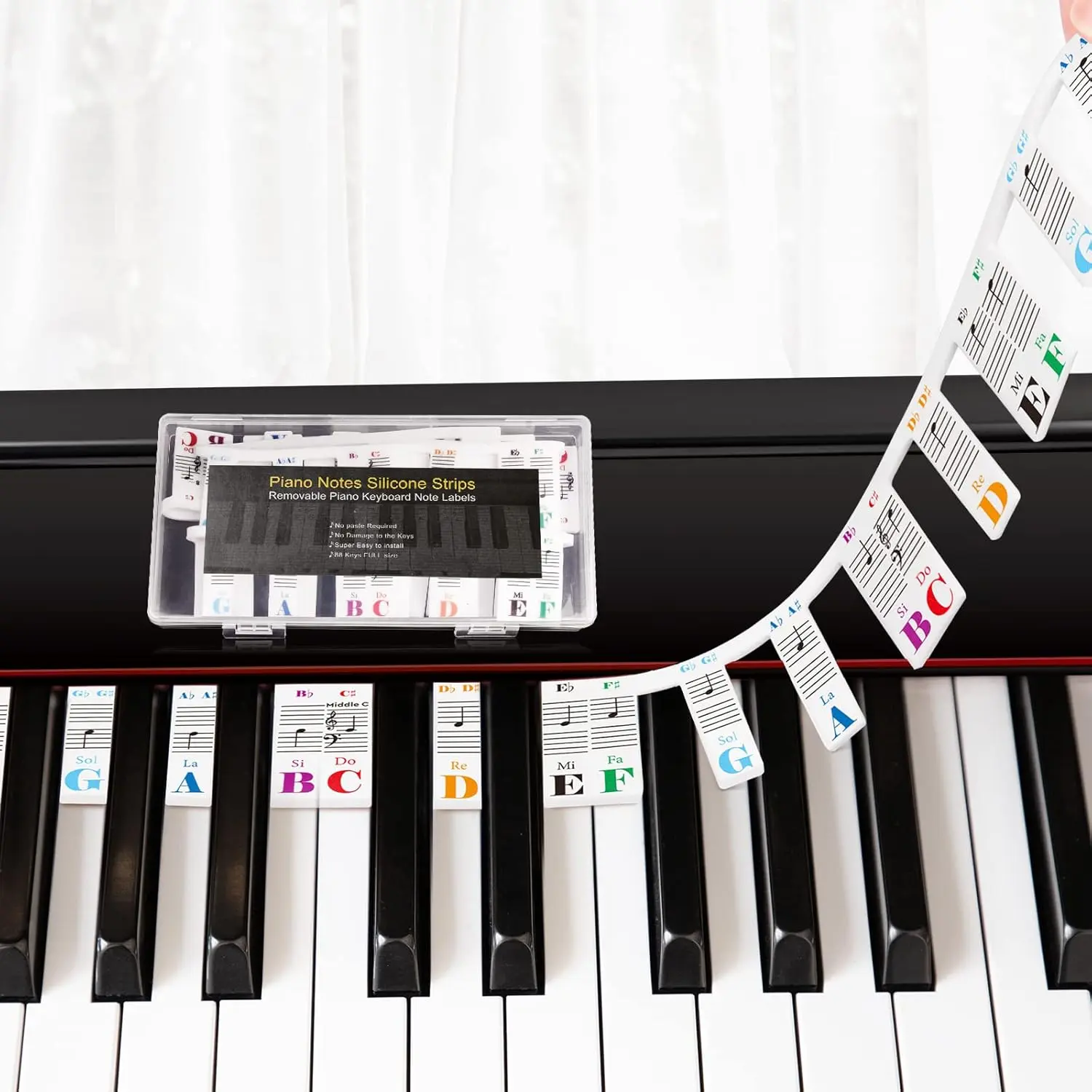 Removable Piano Keyboard Note Labels Piano Keyboard Stickers for Beginner  Piano Notes Guide for Learning, 88-Key Full Size, No Need Stickers,  and Comes with Box(Colorful)