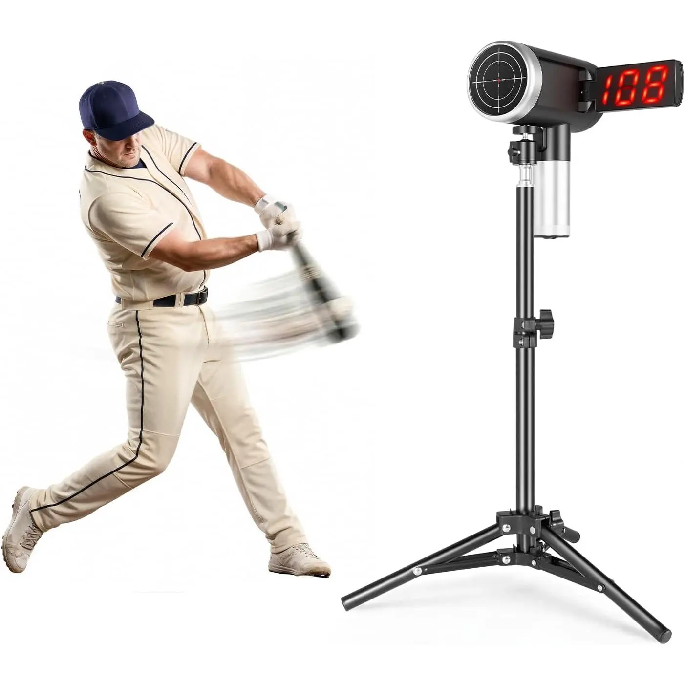 Upgrade Baseball   with Tripod,LED + LCD  Display, Accuracy Speed   for Pitching & Swing, Handheld or Hand Free Multi- Speed   Equipment for  Players