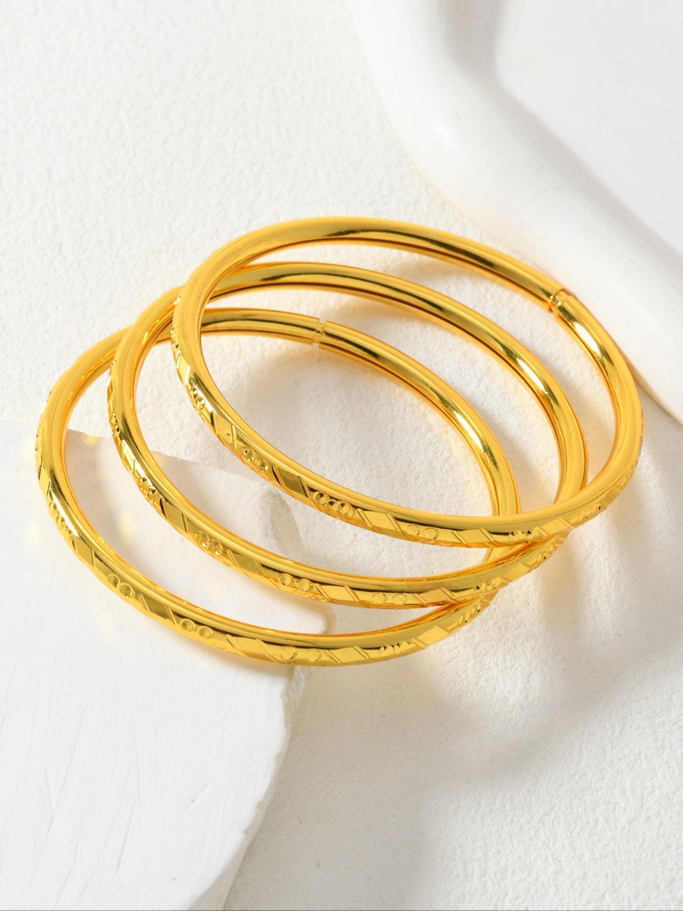 Vintage Luxury 24k Golden Plated Bracelets, Elegant Fashion Copper Bracelets for Daily & Wedding Occasions, All-season Collection from the Middle East