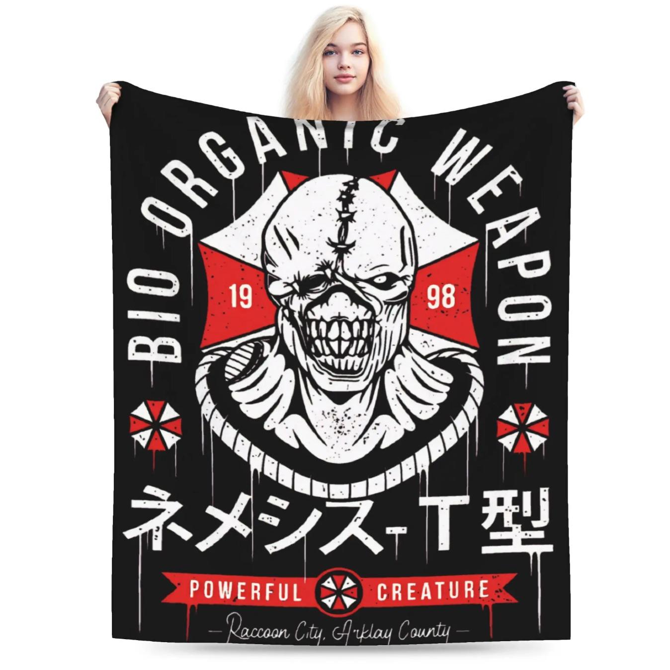 Resident Evil 9 Requiem Leon Inspired Game Throw Blanket Ultra Soft Cozy Plush Gaming Blanket for Sofa Bedroom Living Room Bedding Multiple Sizes Horror Game Fan Gift