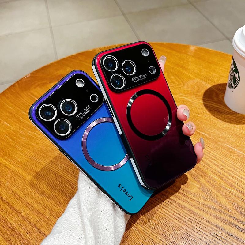 OREKROY Magnetic Gradient Glass Case for iPhone 17 Pro Max / 17 Air, 16 15 14 13 12 with Full Camera Lens Protector, MagSafe Compatible, Scratch-Resistant Slim Back Cover, Shockproof Hard Phone Case, Wireless Charging