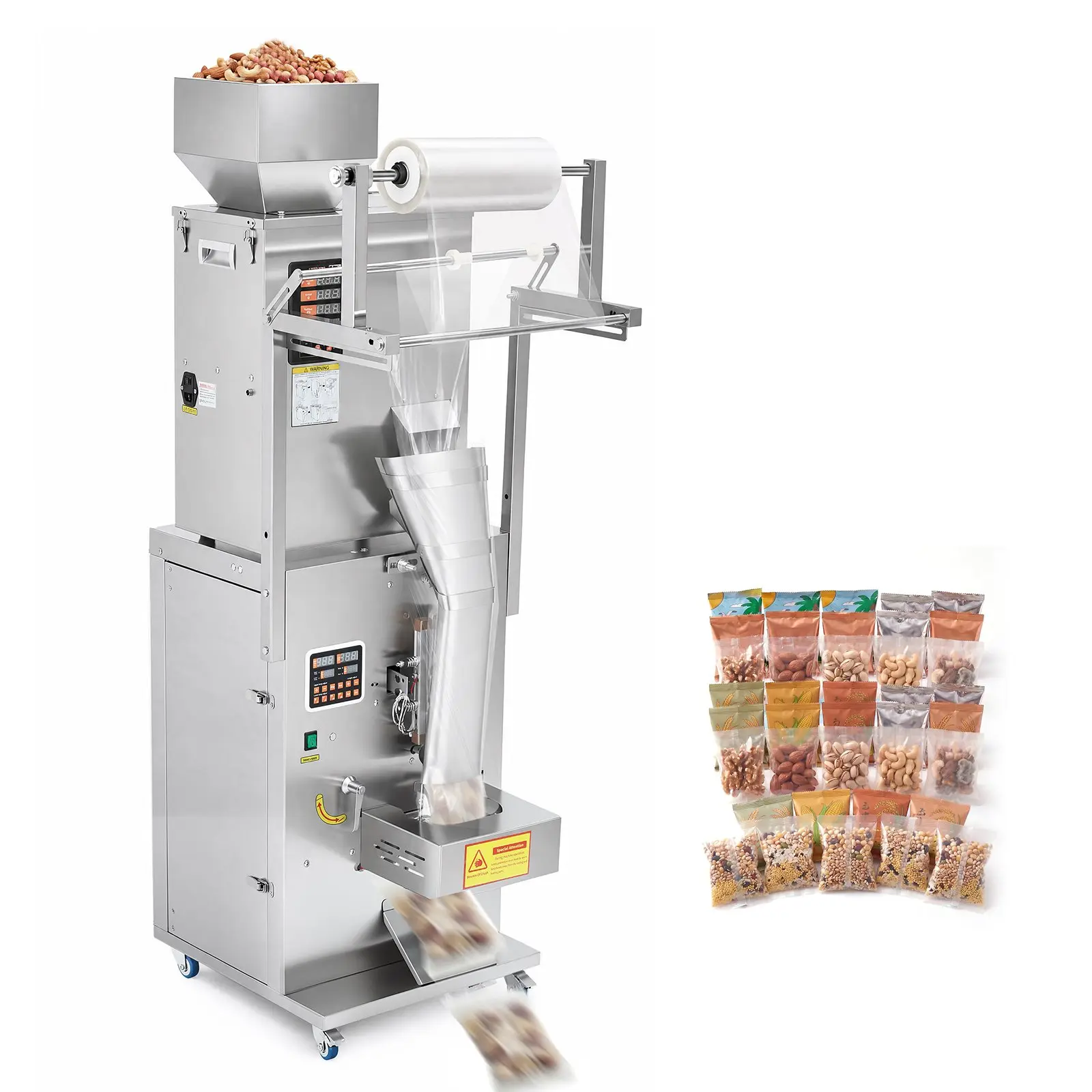 VEVOR Stainless Steel Automatic Powder & Particle Filling Sealing Machine, 10-500g(0.02-1.1lbs) 120V Plug, Weighs Fills Seals for Coffee Beans, Grains, Spices