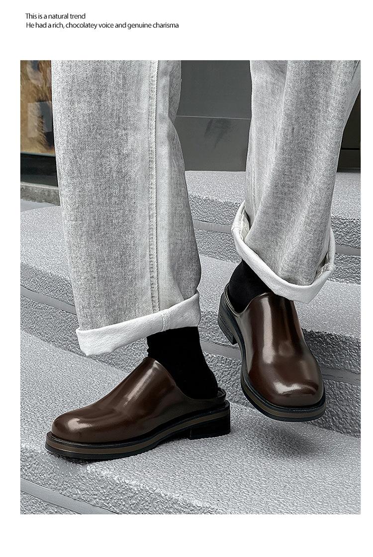 Men's Shoes 2026 New Summer Men's Big Head Muller Toe Box for Outdoors Boken Shoes Tide Half Slippers Slip-on,Gift brown Footwear