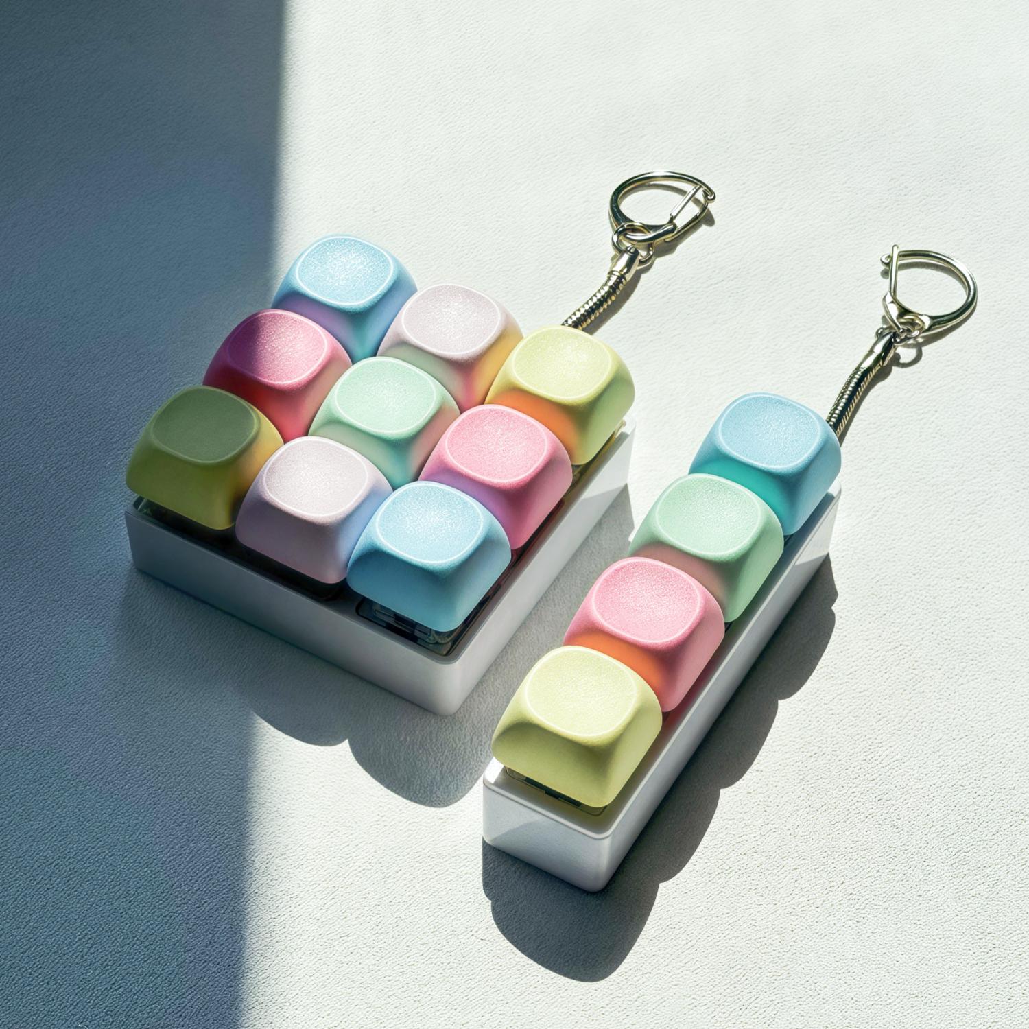 Keychain Fidget Toy Mechanical Keyboard - Portable Durable Backpack Accessory for Adults & Women, Colorful Key Button Stress Relief, Skin-Friendly Silicone, Pocket-Sized Decompression Tool