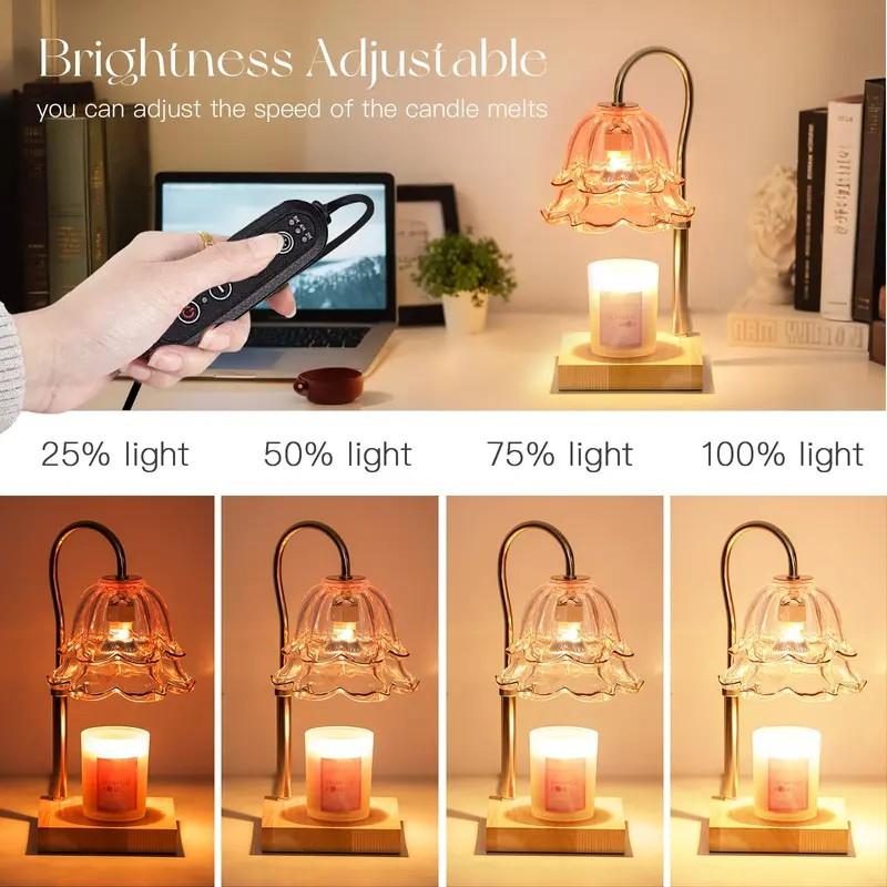 Safe Wax Melt Lamp with Timer, Gold Floral Candle Warmer for No Flame Home Fragrance Solution Beautiful Mother's Day Gift