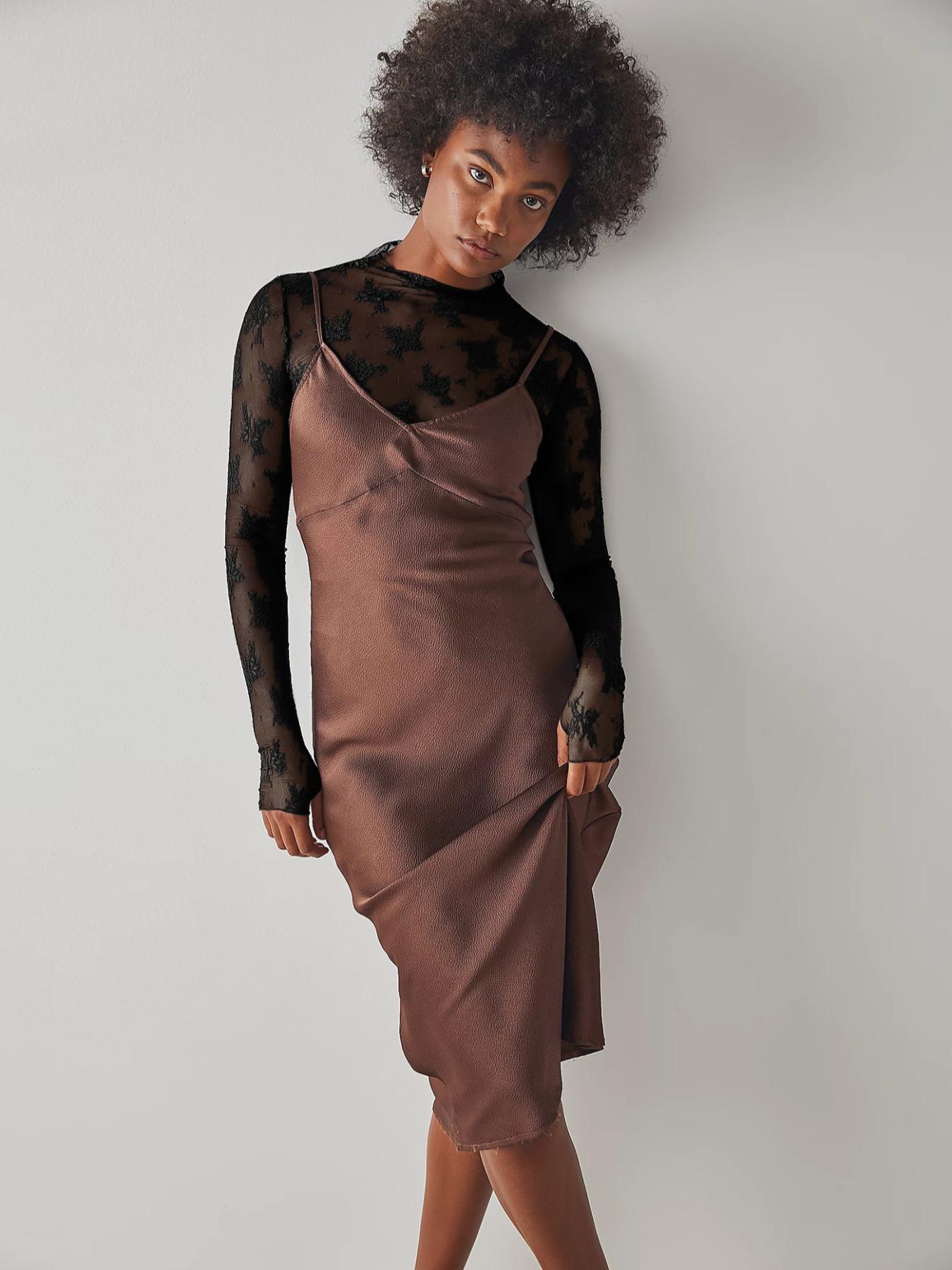 26 Valentine's Day Women's Sexy Sheer Lace Long Sleeve Top, Floral Leopard Pattern, Inner Wear Outerwear, Multi-Color Bottoms, Stylish and Seductive