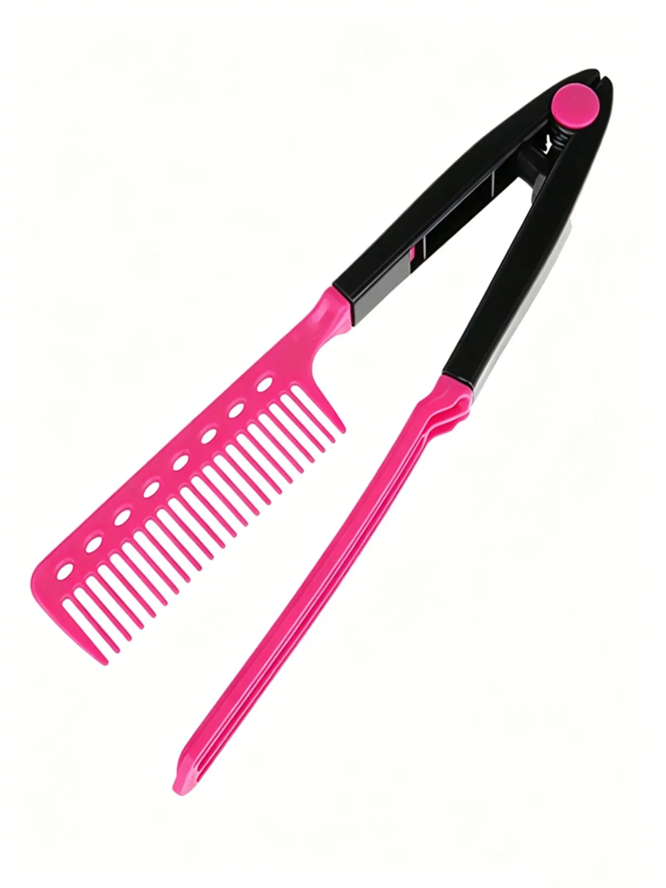 1Pc V-Shape Straightening Comb, Clip-On Hair Styling Comb, Damage-Free Smooth Detangling, Easy Straightening with One Clip & Comb, Lazy Hair & Wig Styling Tool