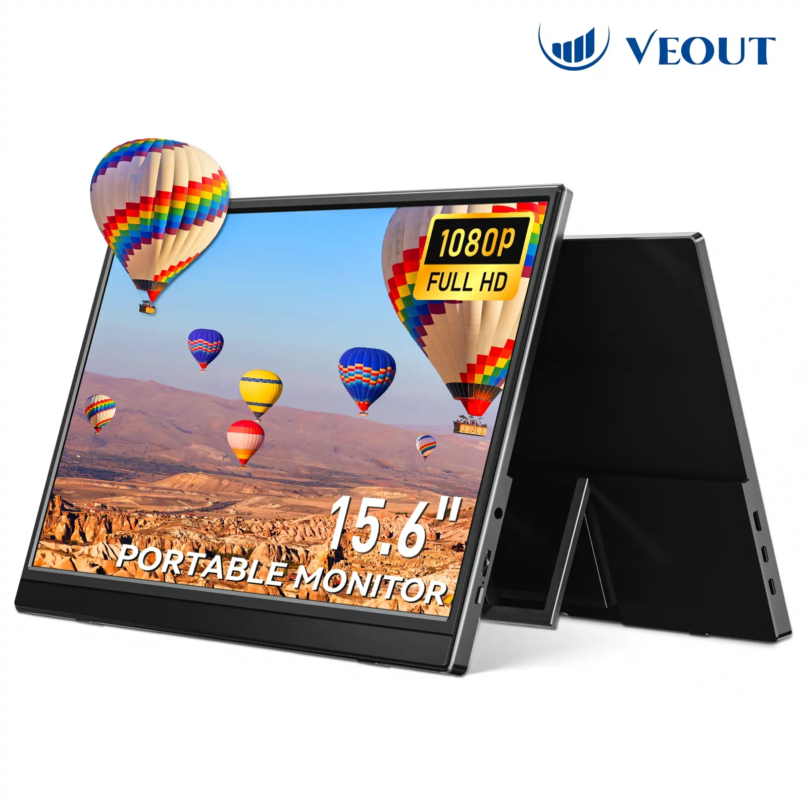 VEOUT 15.6 Inch Portable Gaming Monitor, 1080P FHD IPS External Second Screen, 72% NTSC 100% sRGB, HDR & FreeSync, Low Blue Light, USB‑C Plug‑and‑Play, Travel Monitor Compatible with PC Mac PS5 Xbox Switch