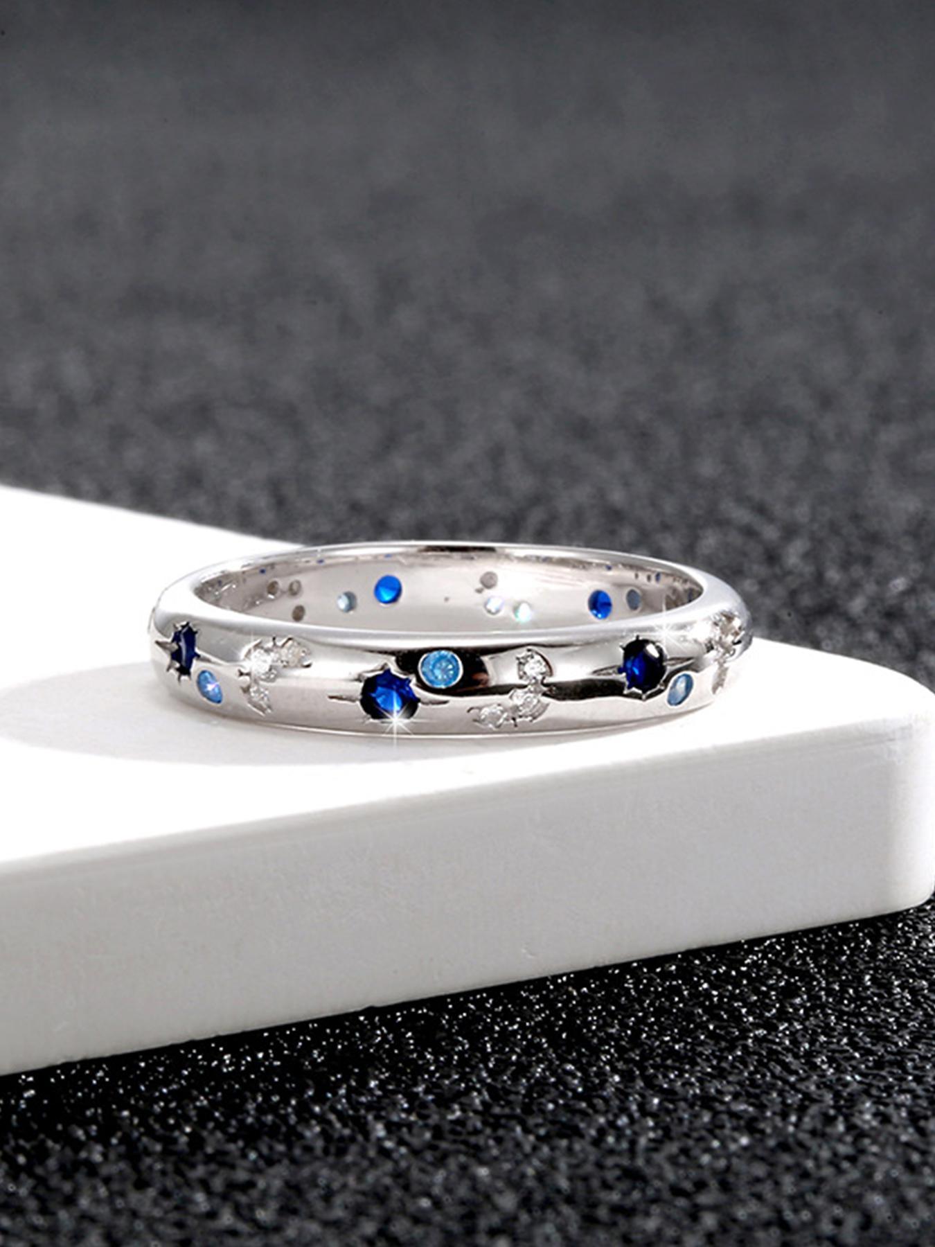 925 Sterling Silver Fashion Eye & Star & Moon Design Ring, Artificial Zircon Decor Ring, Fashion Jewelry Accessories for Women, Birthday Gift, Spellbound Ring