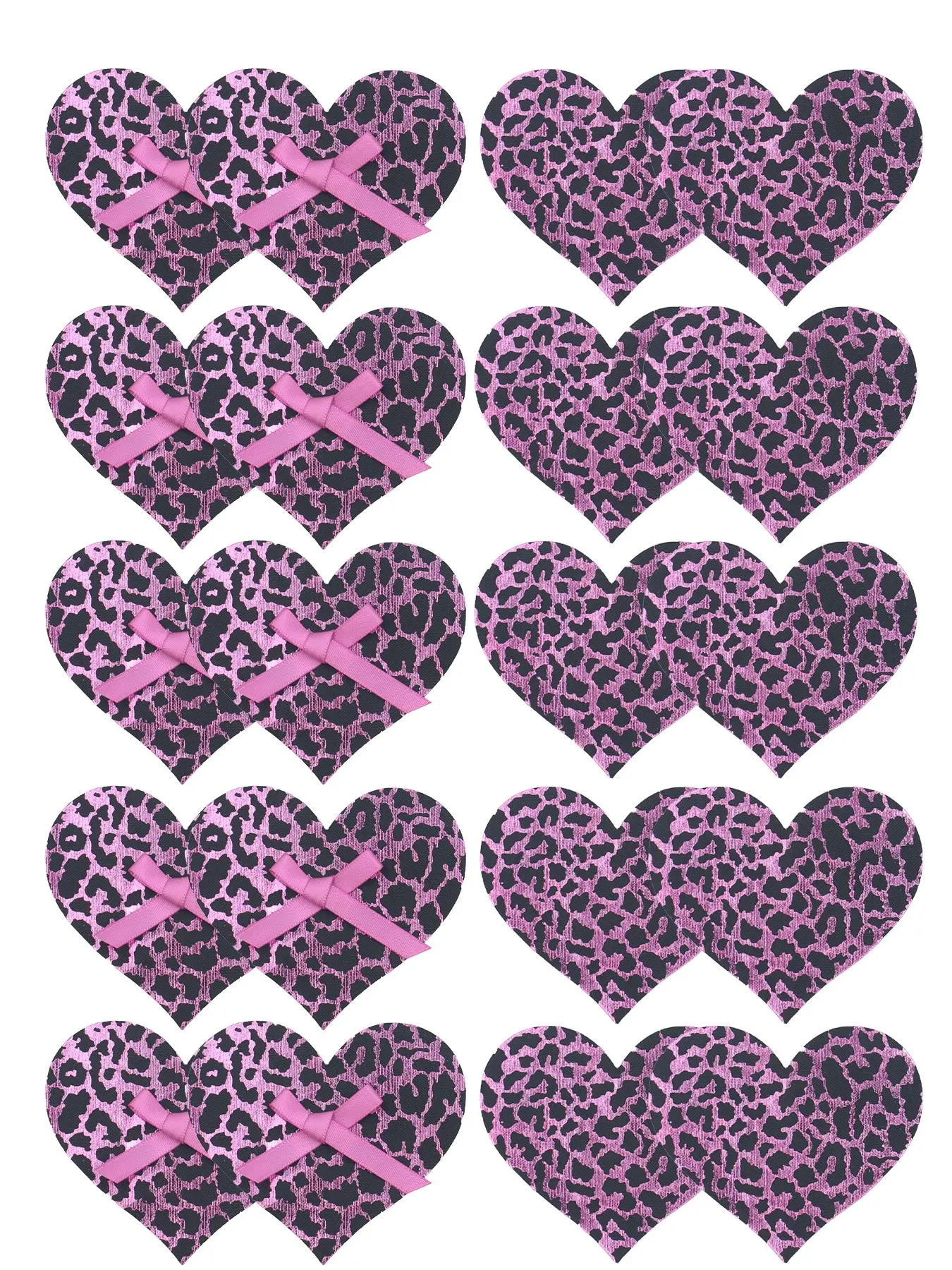 10 Pairs Rose Leopard Print Nipple Covers, Disposable Self-Adhesive Anti-Slip Breast Pads, Breathable Beauty Tape