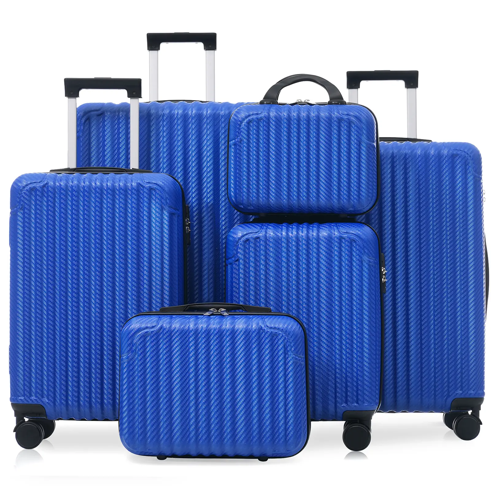 Nokaa 6-Piece Hardshell ABS Luggage Set with Spinner Wheels, TSA Lock, Side Hooks, Lightweight Carry-On & Checked Suitcases, Royal Blue, Multiple Sizes