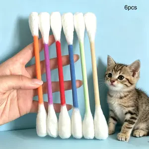 6pcs Interactive Cat Sticks, Large Cotton Swab Creative Cat Toys, 6 Colors Available, Durable Teething Rope, Indoor Boredom Relief