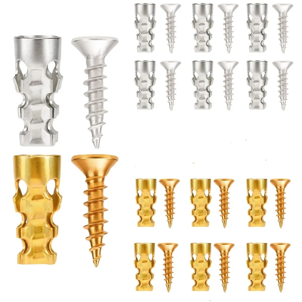 6×14mm Short Expansion Screw Set Pack, Door Hinge Thread Repair Screws with Wall Anchors, Tile Repair Fasteners for 6mm Holes in Tile, Stone, Wood, Door