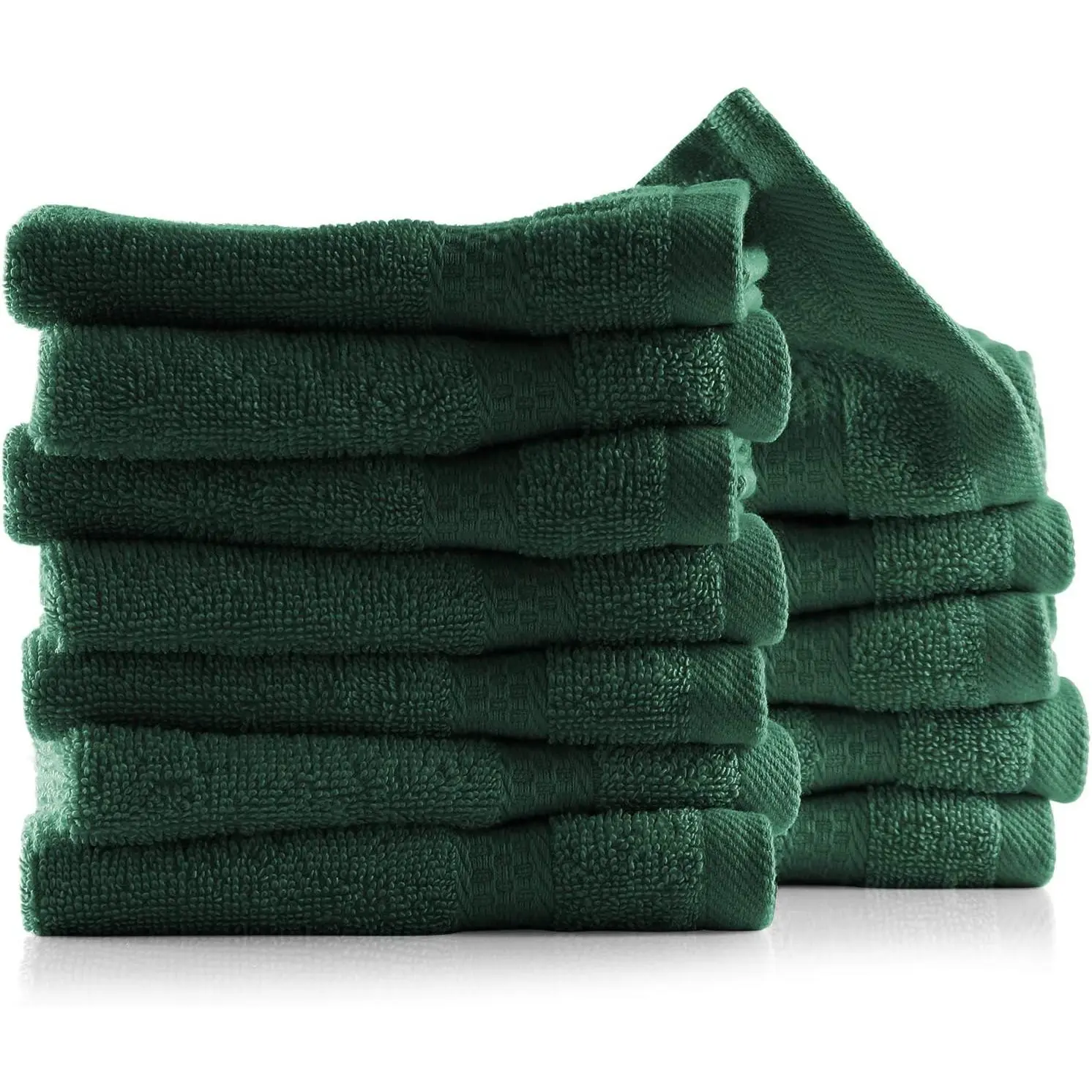 Washcloths 12 Pack - 100% Cotton Washcloth for Body and face, High Absorbent and Soft 13"x13" Body Wash Cloth, Quick Dry - Hunter Green Washcloths