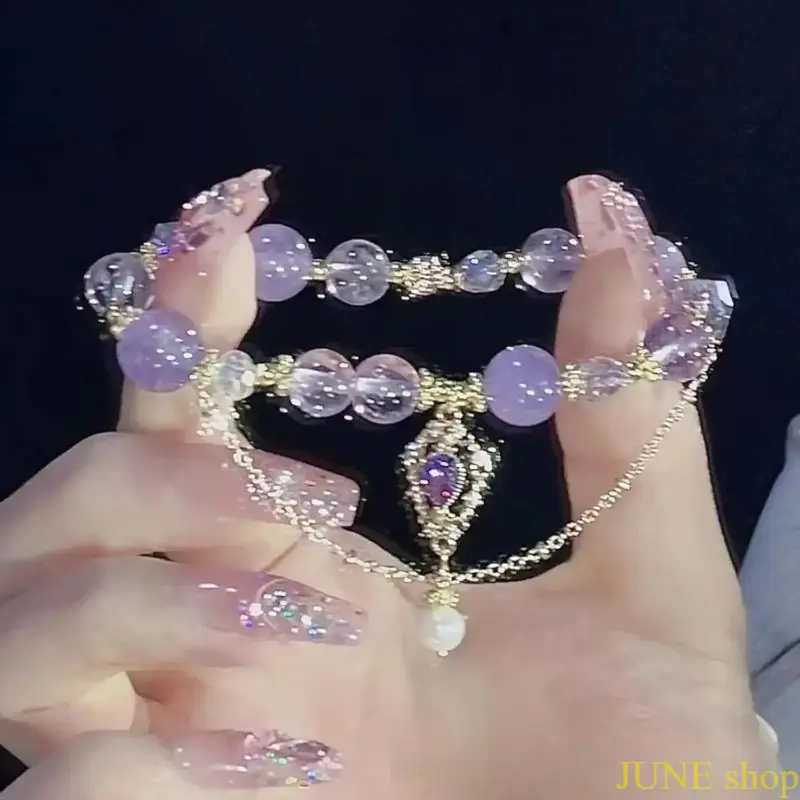 Women's Purple Glass Crystal Butterfly Tassel Pendant Bracelet - Exquisite Dainty Light Luxury Female Costume Jewelry Accessory for Daily Casual, Formal Occasions, Elegant, Adults