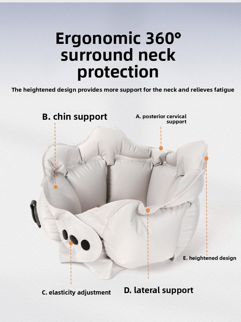 Inflatable U Shaped Neck Pillow for Travel Neck Support Portable Collapsible Travel Pillow for Airplane Car Train Comfortable Neck Cushion