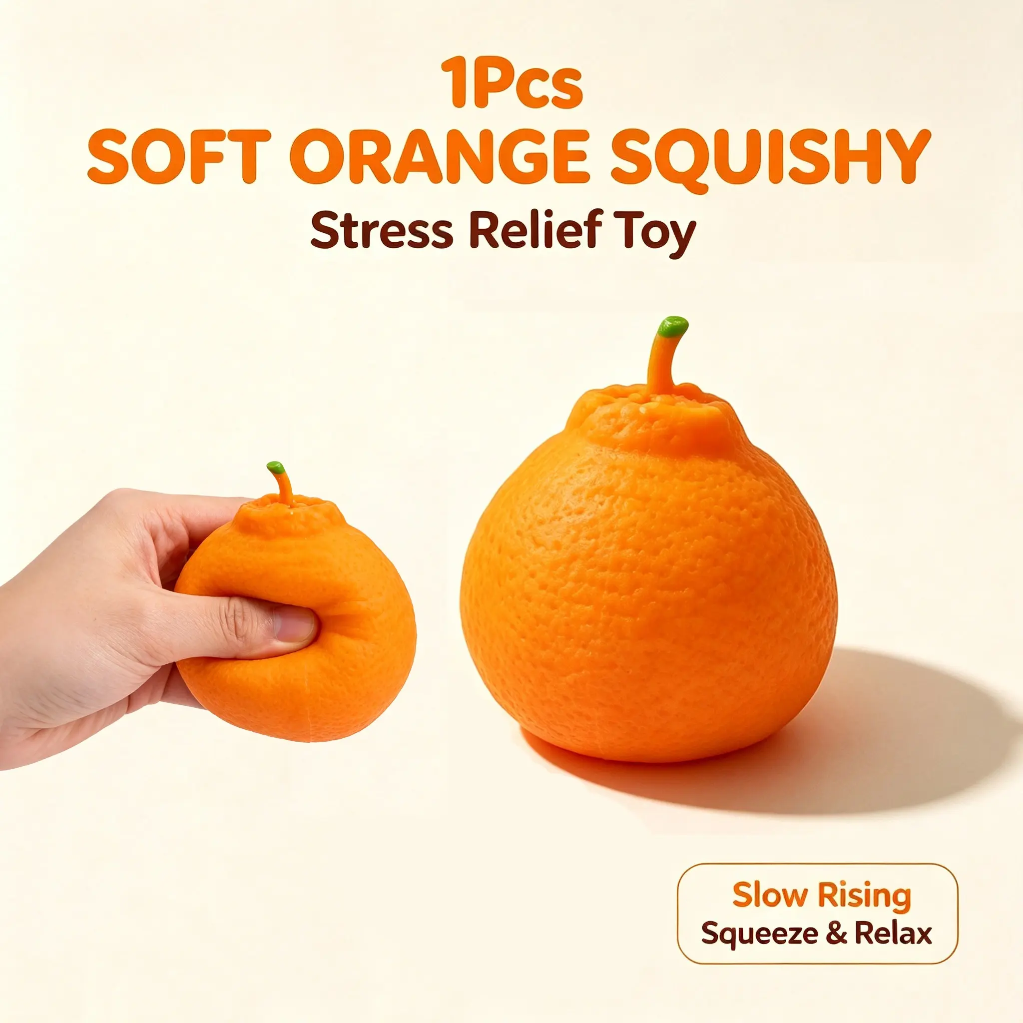 1-Pack Cute ugly orange decompression toy, portable fingertip relaxation sensory toy, family entertainment stress relief ball, educational hand exercise toy, fruit-shaped squeezing relief toy, leisure and relaxation small toy, soft touch, gift