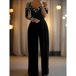 Women's Fashion Style Starry Sky Dot Print Fitted Jumpsuit Overalls, Casual Summer Romper, Comfortable One-Piece, Perfect for Daily Wear, Womenswear