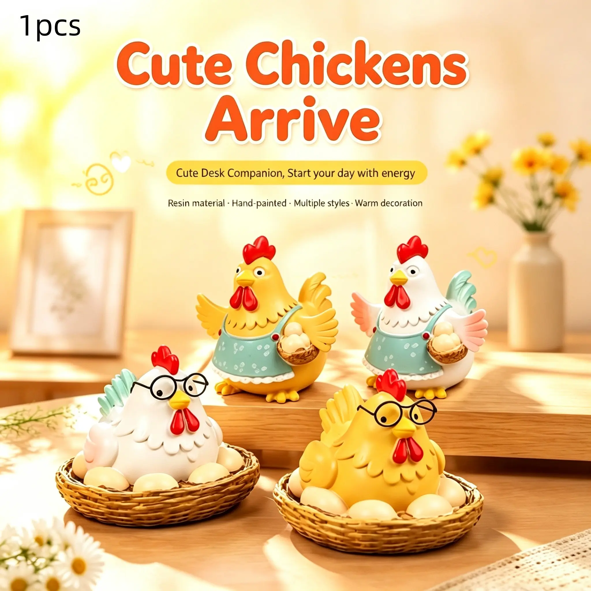 Farm Chicken Ornament, Hen Hatching Eggs, Fun Desk Decor, Outdoor Garden Indoor Home Decoration, Festive Gift for Christmas, Birthday, Kids' Festival