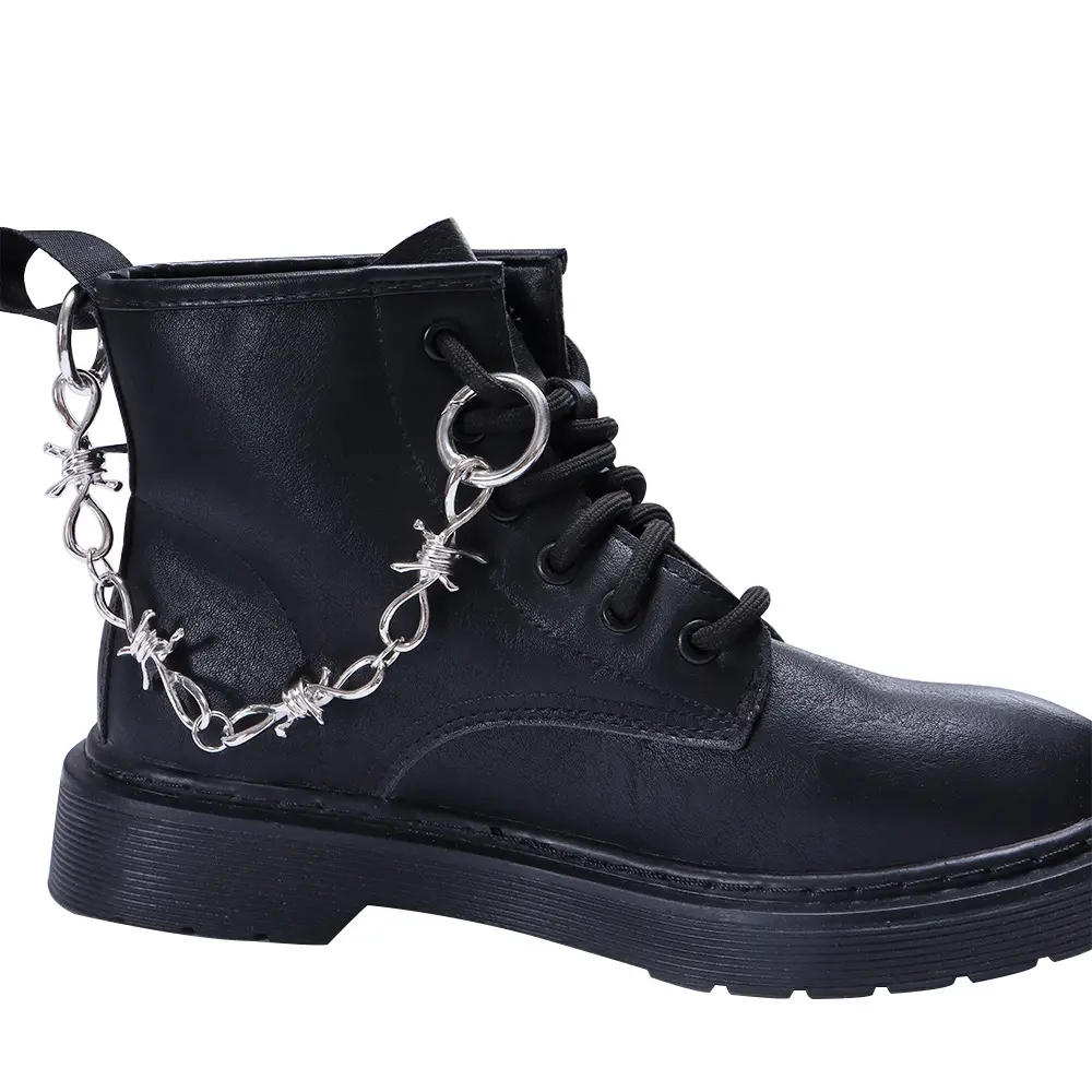 Unisex Detachable Chain Decor Charms - 2 Pcs Silver Metal Twist Chain Spikes with O-Rings, Punk Metallic Toe Spikes Shoe Decoration Charms, Gothic Footwear Accents for Street Wear, Backpacks