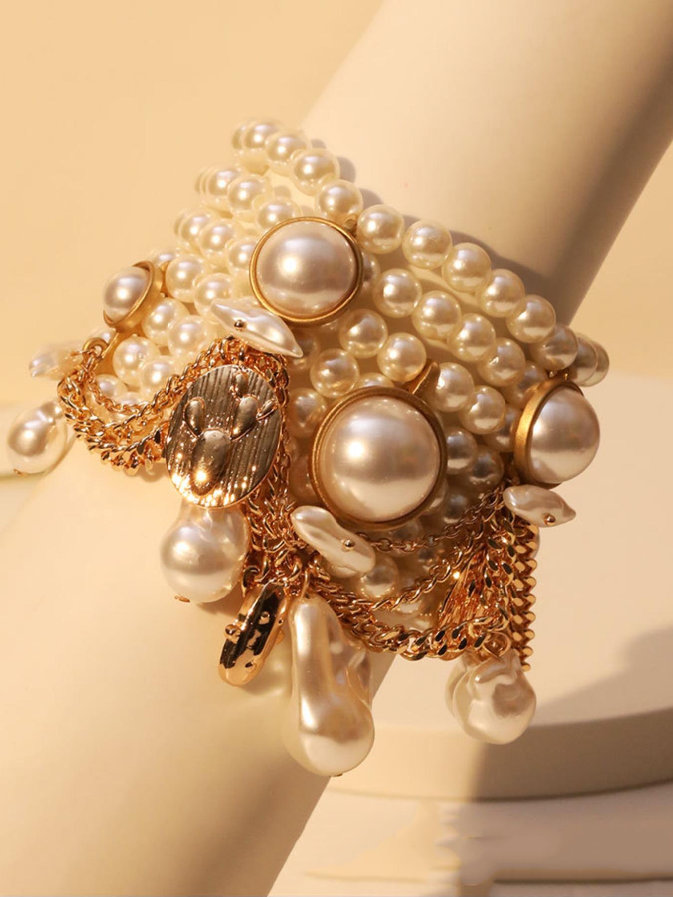 Fashion Faux Pearl Decorated Bracelet, Fashion Elegant Jewelry Bracelet for Party, Daily Clothing Decor, Trendy All-match & Exquisite Jewelry for Birthday Gift, Beaded Bracelet