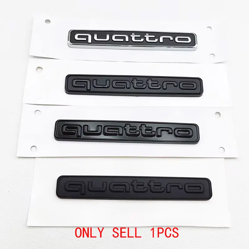 3D ABS Black Logo Quattro Emblem Car Rear Trunk Badge Decal For Audi A1 A2 A3 A4 A5 A6 A7 Q2 Q3 Q5 Q7 Quattro Sticker Accessorie