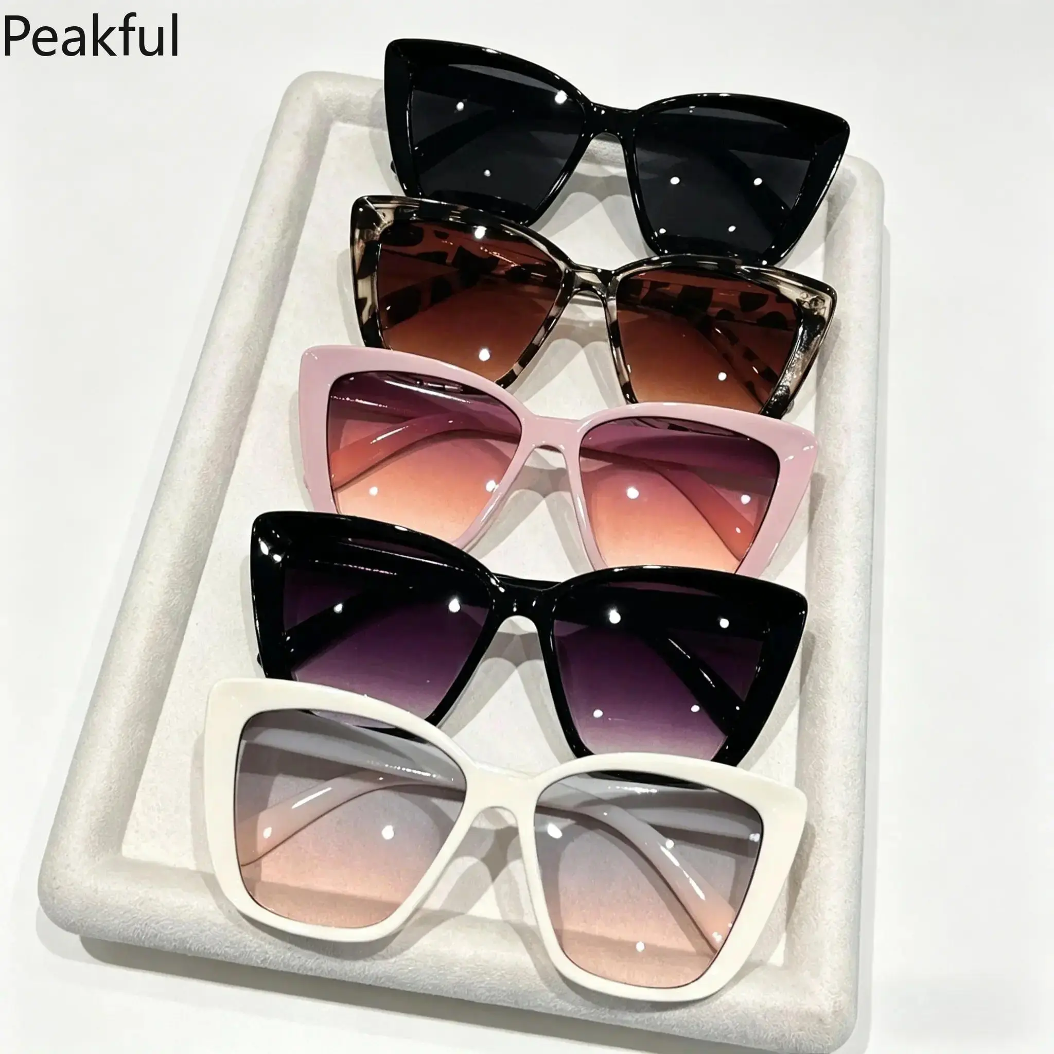 Outdoor eye accessories | Hot selling 4/5-piece cat eye sunglasses bundle | Hard-to-find unique large frame sport sun glasses | Clear lenses & comfortable fit, full sun shielding effect, perfect for travel, photoshoots, beach days and daily summer wear