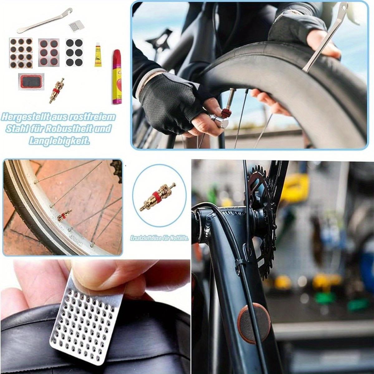 Bicycle Tire Repair Kit, 56pcs/set Self-adhesive Puncture Repair Kit, Multifunctional Bicycle Repair Tool with Glue-free Patch, Suitable for Road Bike Bike Tools