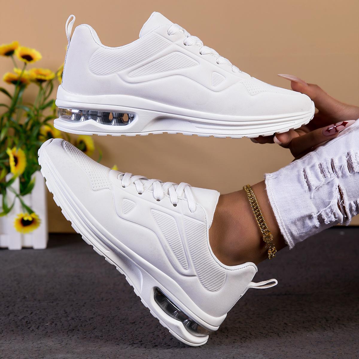 Women's Fashion Cushion Running Shoes - Shock Absorbing Breathable Lace-up Sneakers with Ergonomic Design, Women's Casual Sports Shoes, Non-Durable Wear-resistant Structure, Women's Fashion Low-top All-season Outdoor Walking Shoes, Cushion Shoes.
