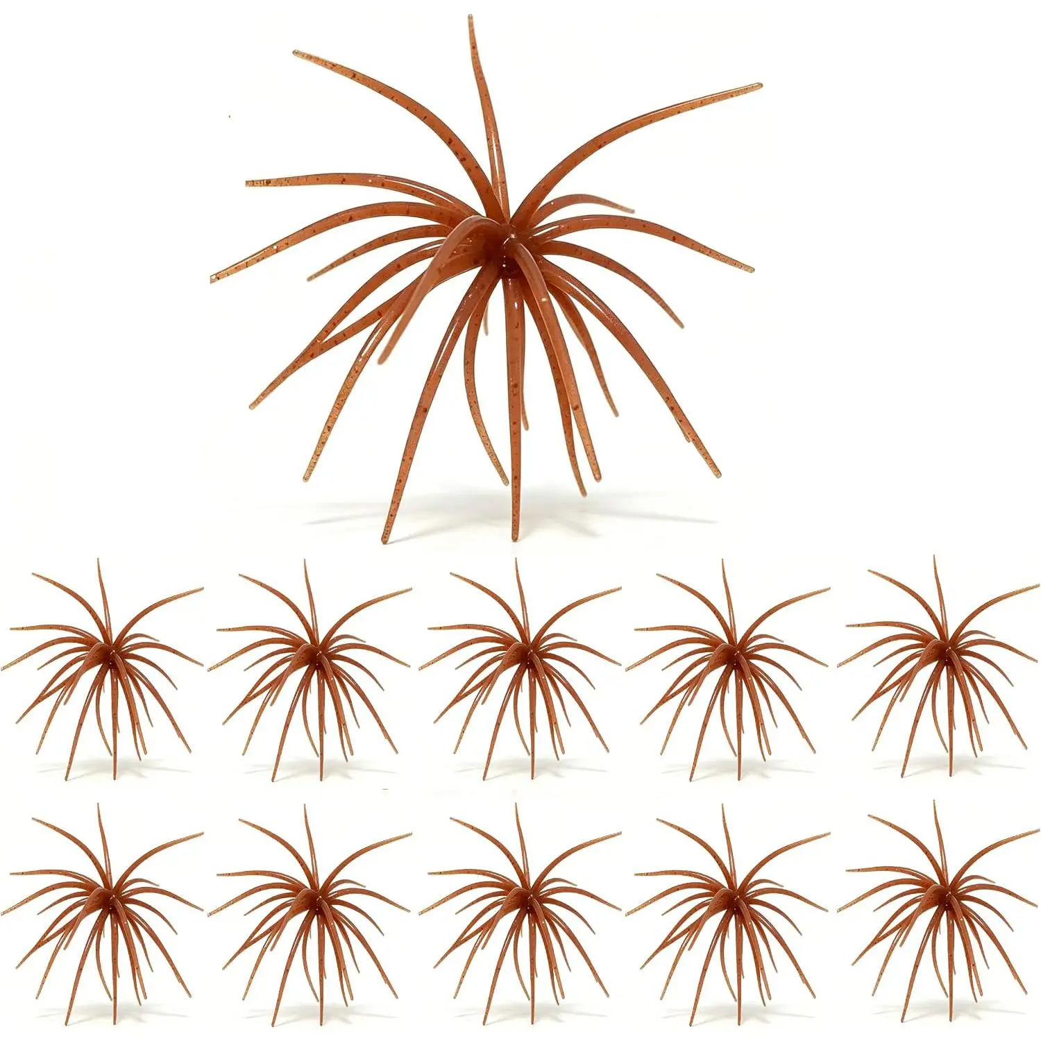Urchin  for Bass Fishing, Tentacle Lures for Freshwater | 3.6"/4.3", 10/6-Pack. TPE Soft Plastic,Floating, Reflective Tentacles.Drop Shot/Wacky .Walleye/Pike/Perch