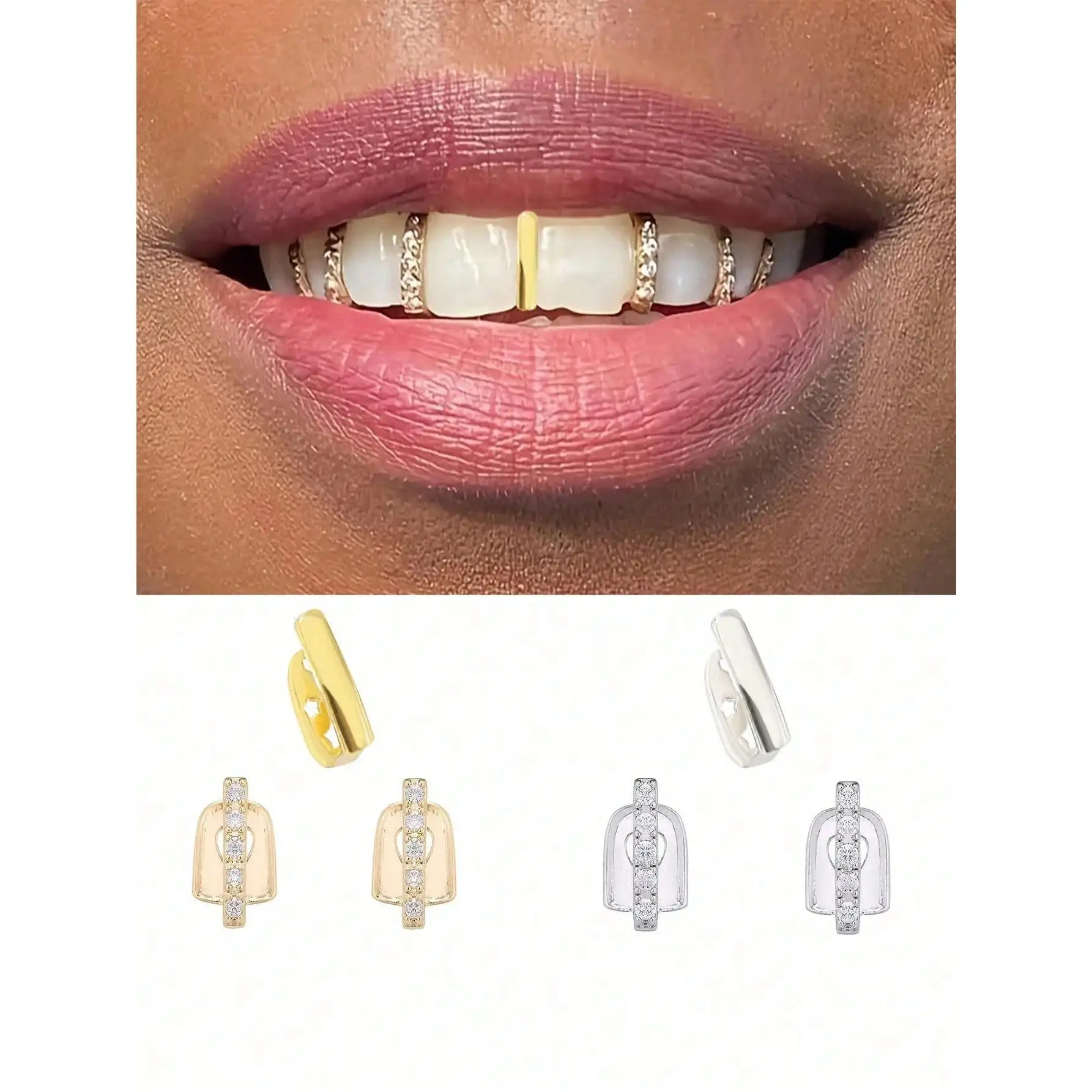 The Smooth Vertical Zircon Dental Jewelry For Fashionable Ladies Can Be Matched To Modify The Gaps Between Teeth At Will