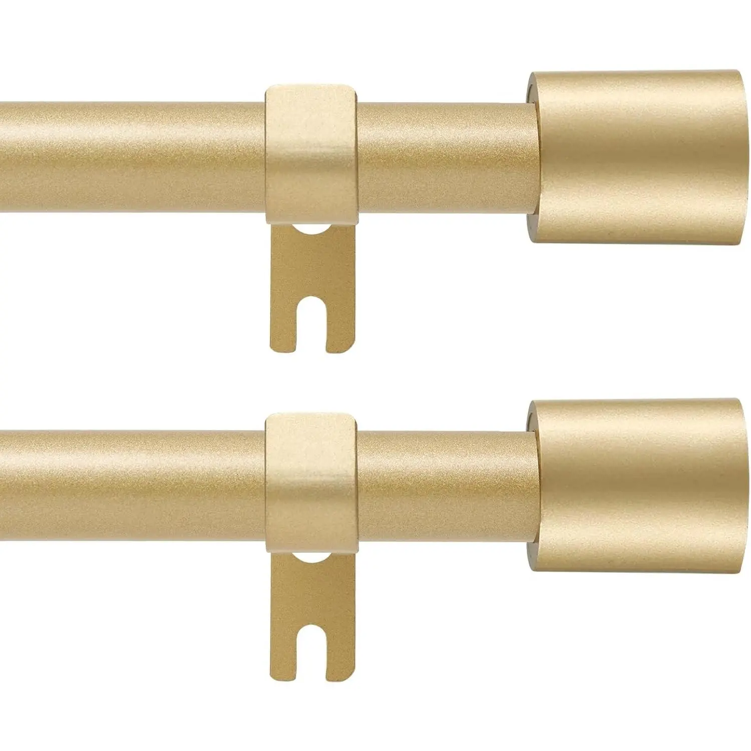 Adjustable Window Curtain Rod 30-60 Inch, 2 Pack 5/8 Inch Gold Curtain Rod with 4 Mounting Brackets, Easy to Install, Simple End Caps Design for Living Room, Bedroom, Outdoor Use