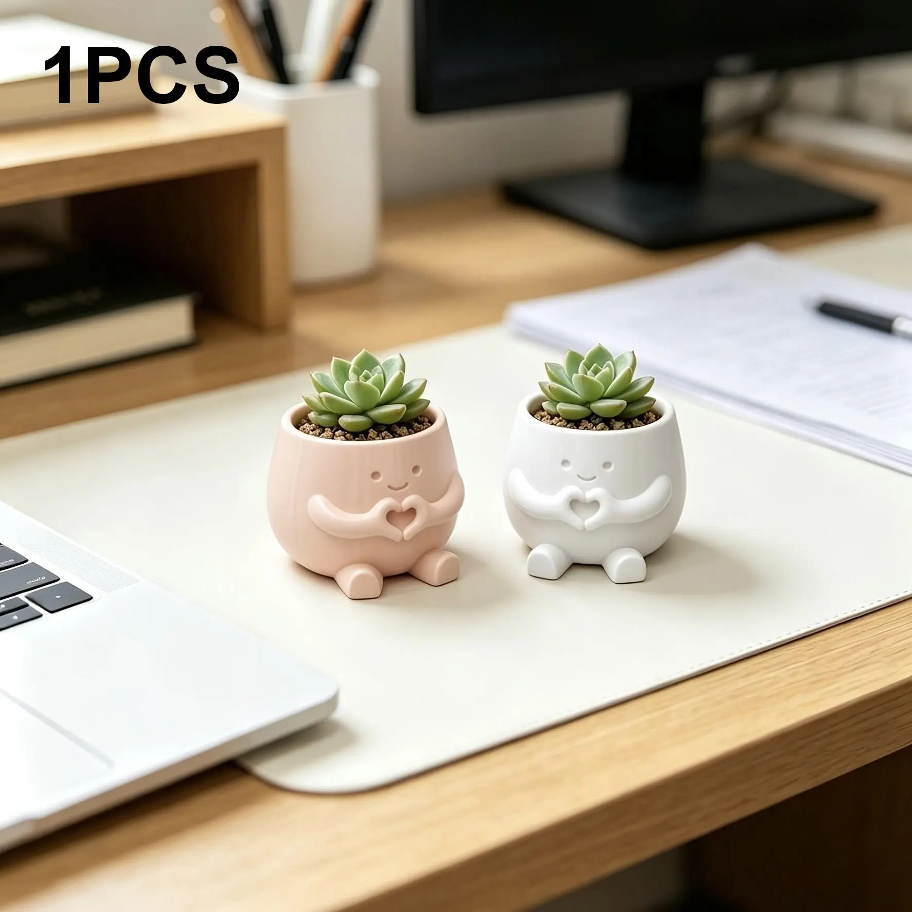 Heart-Shaped Planter, Cute Succulent Plant Pot, Stylish Small Flower Pot, Office and Home Desktop Decoration, Gardening Gift