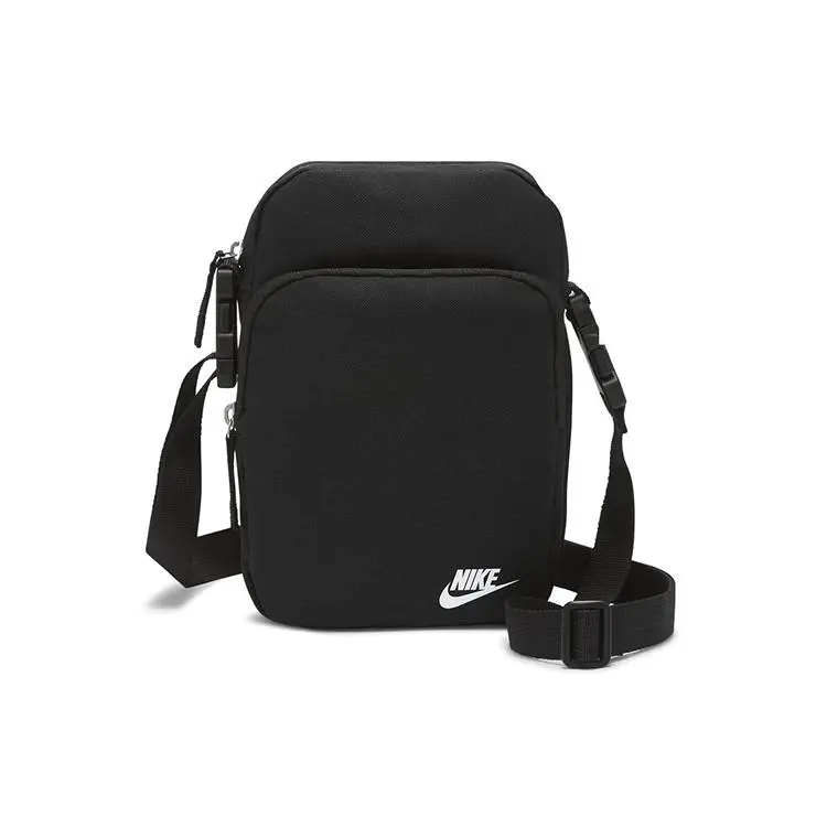 Nike Casual Zippered Crossbody Bag with Adjustable Strap – Unisex Polyester Shoulder Bag in Black