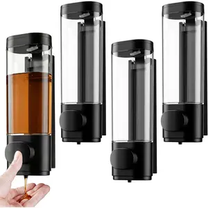 Pcs Manual Bathroom Wall Mounted Soap Dispenser, 300ml Black Kitchen Bathroom Commercial Shower Refillable Soap Dispenser Refillable Liquid Lotion Pump and Organizer
