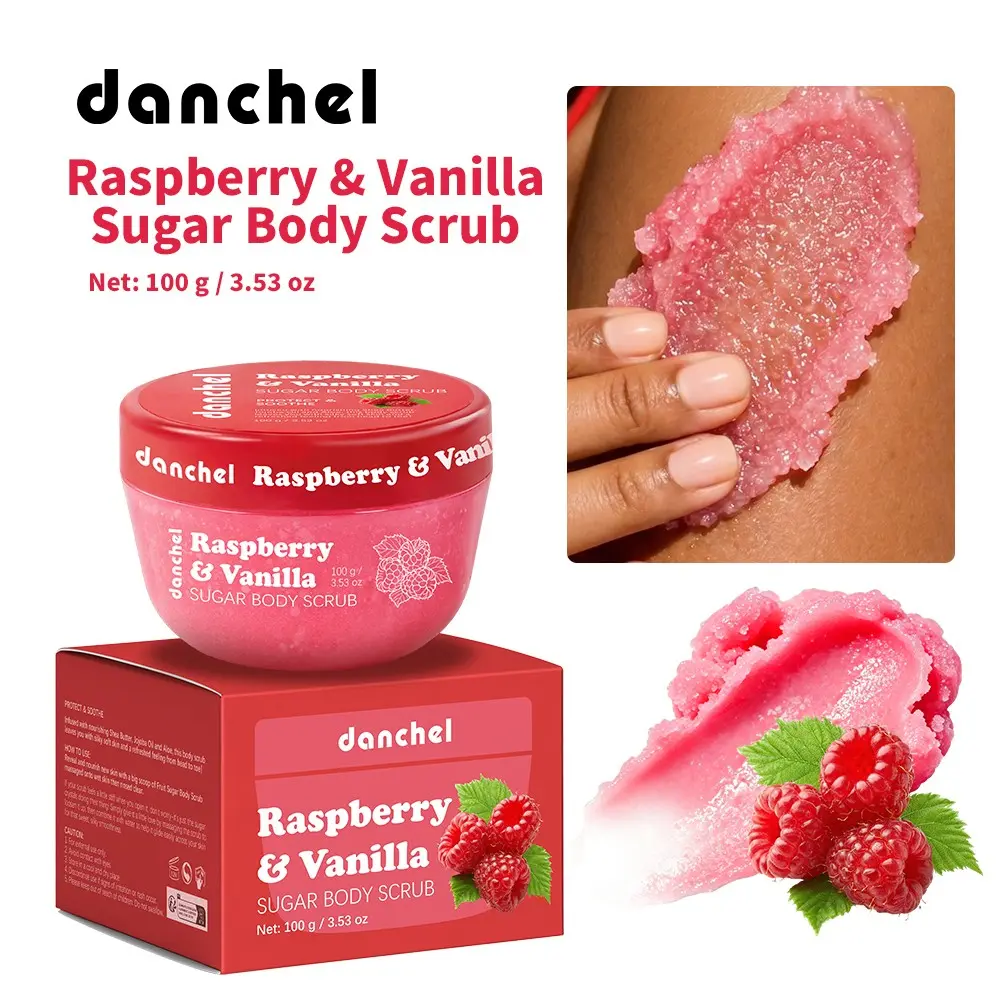 Raspberry & Vanilla Sugar Body Scrub, Exfoliating Body Scrub, Sugar & Salt Gentle Exfoliation for Rough Skin, Deep Hydration, Long-Lasting Sweet Scent, Ideal for Dry Skin & Full-Body Care