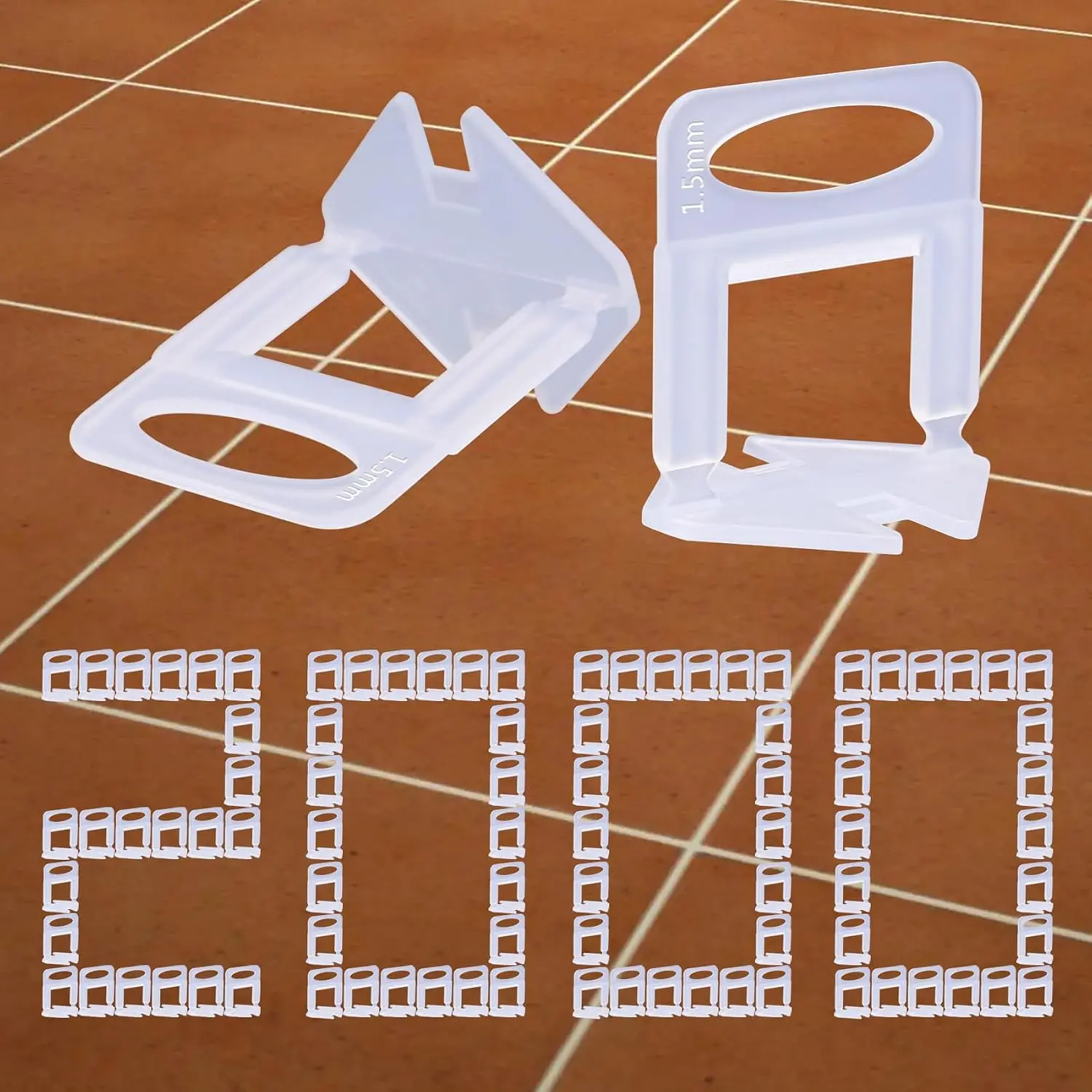 2000 PCS Tile Leveling System Spacers Clips 1/16''(1.5mm)| 2000-Piece Tiles Leveler Installation Tool for Tile and Stone Install