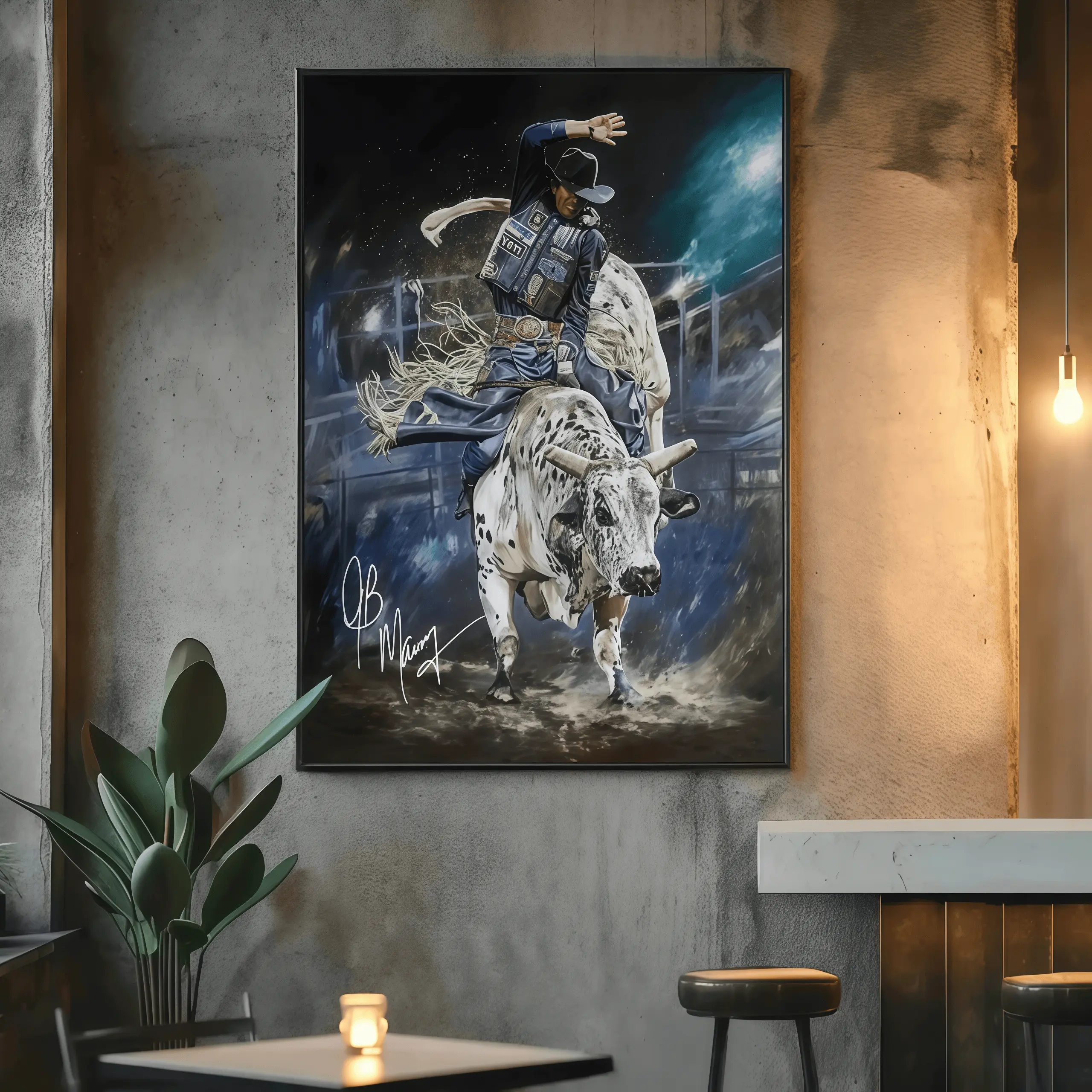 Bull Rider Signature Dragonslayer Print Art - $7M Bull Riding Wall Art, Made in USA, Cowboy Western Rodeo Decor, Rustic Man Cave Gift for Sports Fans