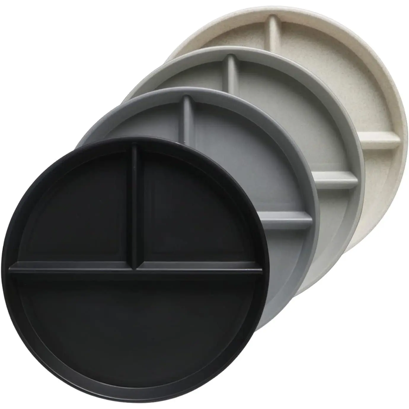 9 Inch (4PCS) Unbreakable Divided Plates for  Adults, Dishwasher & Microwave Safe Compartment Plate, Lightweight  Plastic Portion Control Plates,  and
