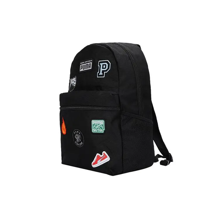 Puma Printed Fabric Backpack for Men and Women – Large-Capacity Patchwork Design in Black