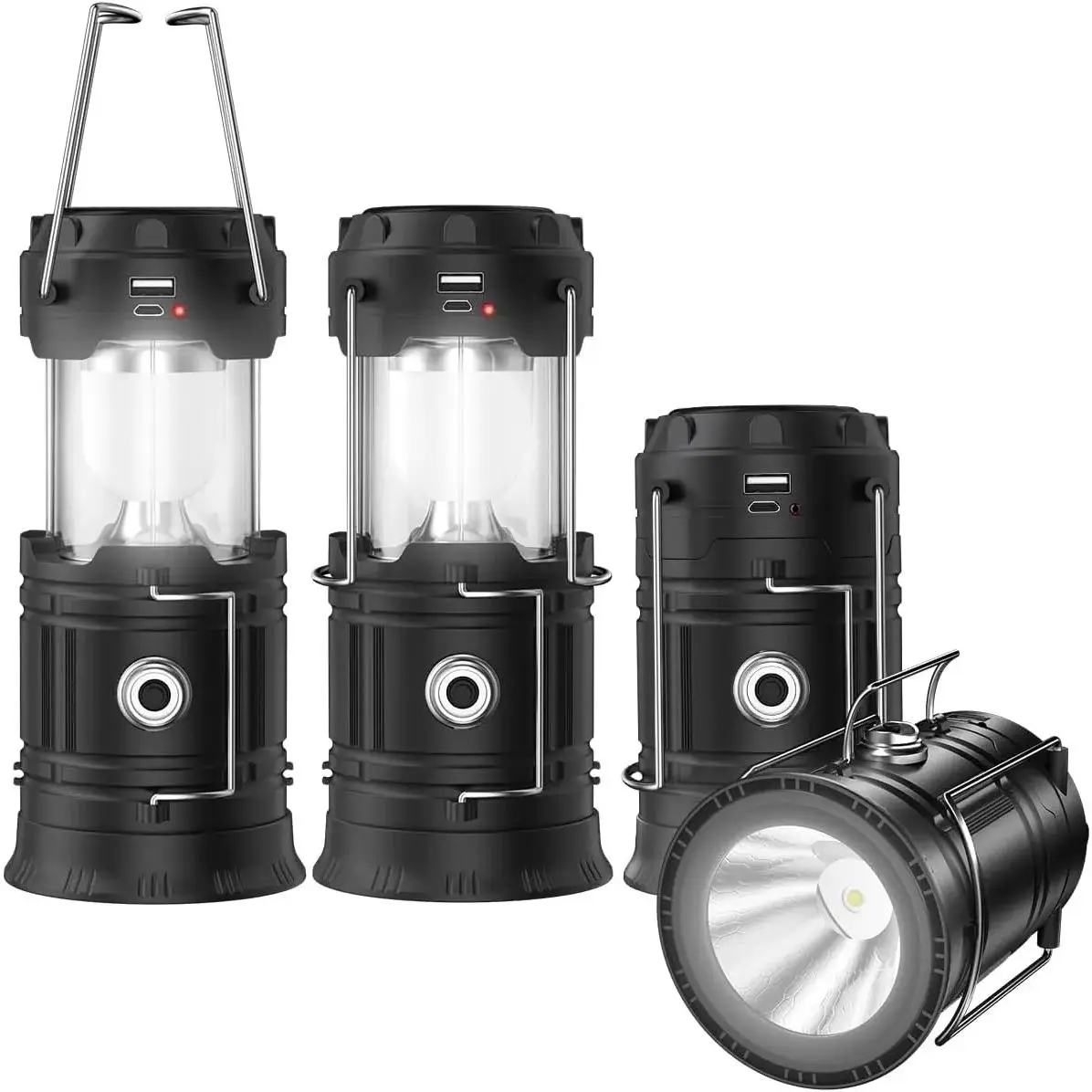 Compact Collapsible Portable Camping Lantern - Solar Rechargeable, Lightweight Durable & Waterproof, Backyard Gatherings Fishing Trips Home Emergency Kits Gear with Collapsible Design