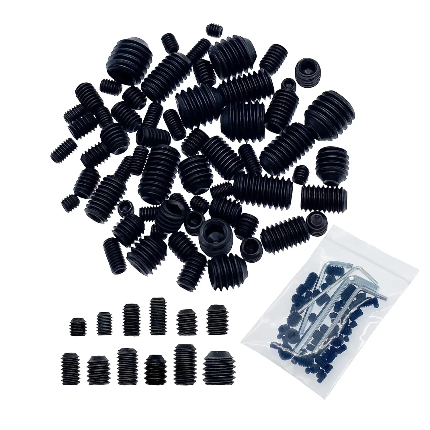 60 count Set Screws, Set Screws  Kit, Grub Screws M3 M4 M5 M6 M8 for  Repair, Repair Furniture,  Product, Install Door Lock, DIY, Fixtures, 12 Sizes