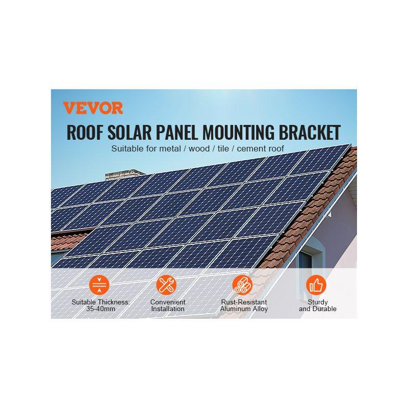 VEVOR Solar Panel Mounting Brackets, Solar Panel Mount Kit with 10x 4 Mini Rails, 4 End Clamps and 6 Mild Clamps, Solar Panel Mount Brackets for Metal Roof, Concrete Roof, Wood Roof, Tile Roof