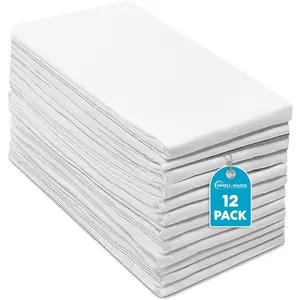 Flour Sack Kitchen Towels 24"x24" (12 Pack) – 100% Cotton, Lint-Free, High Absorbent Tea Towels – Perfect for Dish, Baking, Crafting