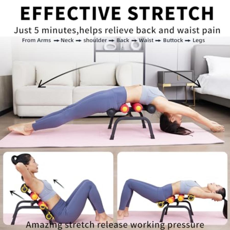 Foldable Mini Inversion Table with Back Massage Roller for Back Pain Relief Adjustable Ab Machine